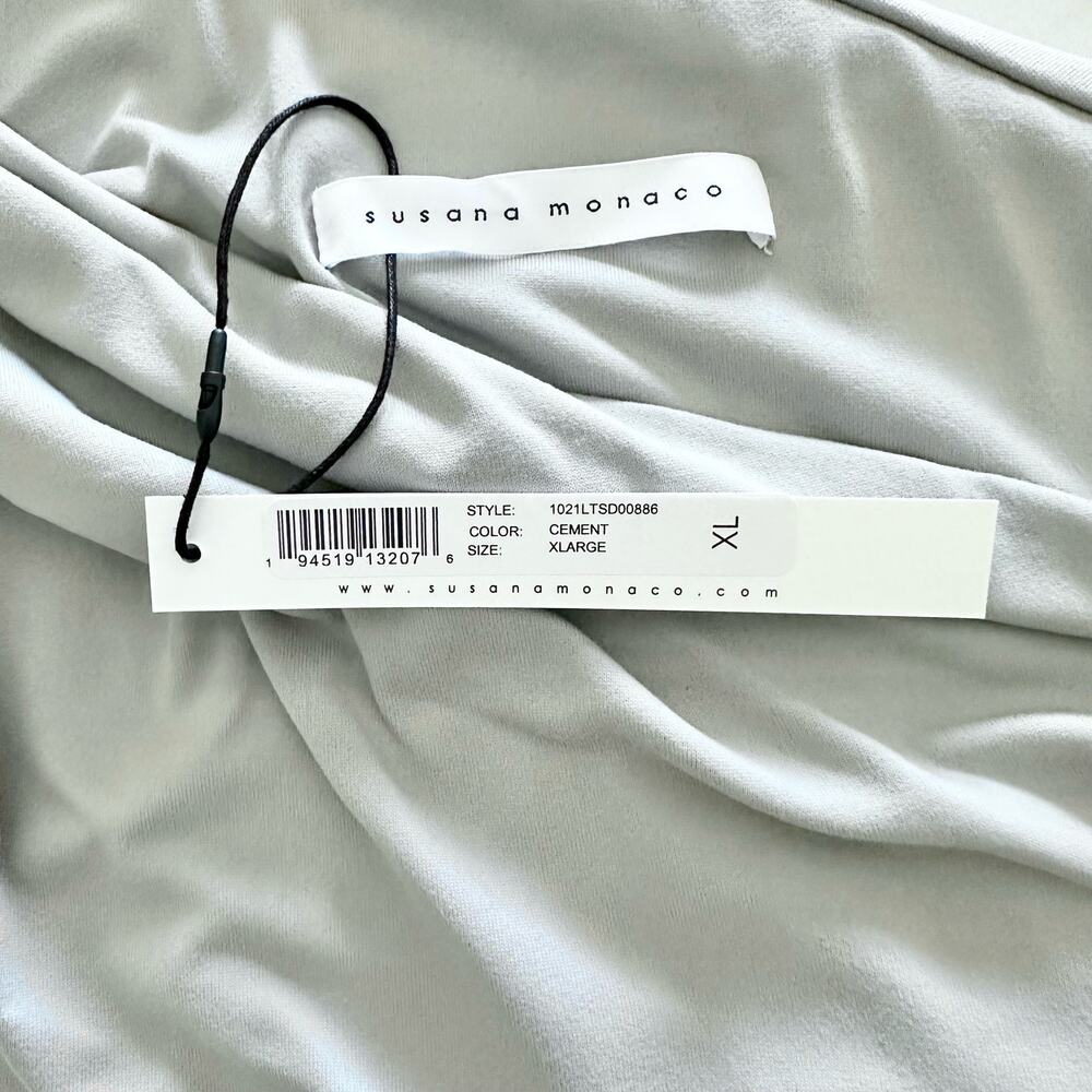 Susana Monaco One Shoulder Cutout Ruched Body-Con Dress, Light Gray, XL - Picture 5 of 7